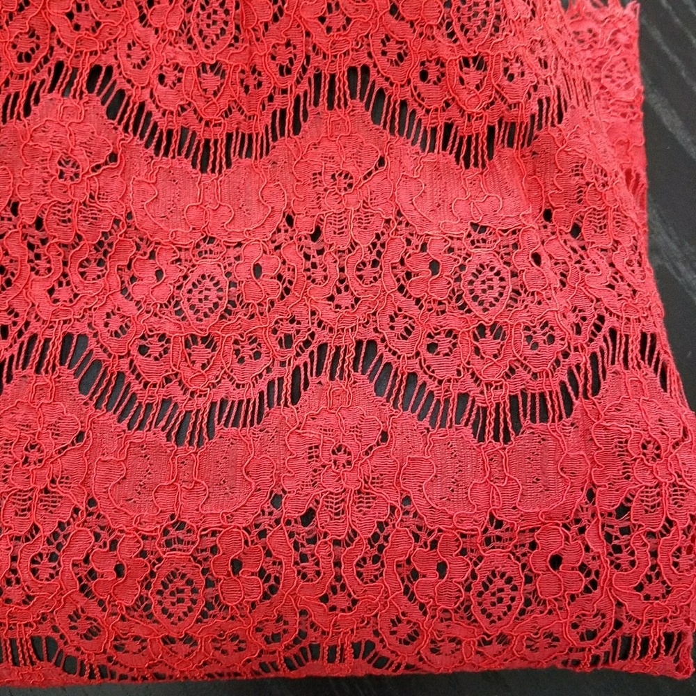 NWT Kensie Black & Red Lace Trim Dress w Buttons - Picture 7 of 7